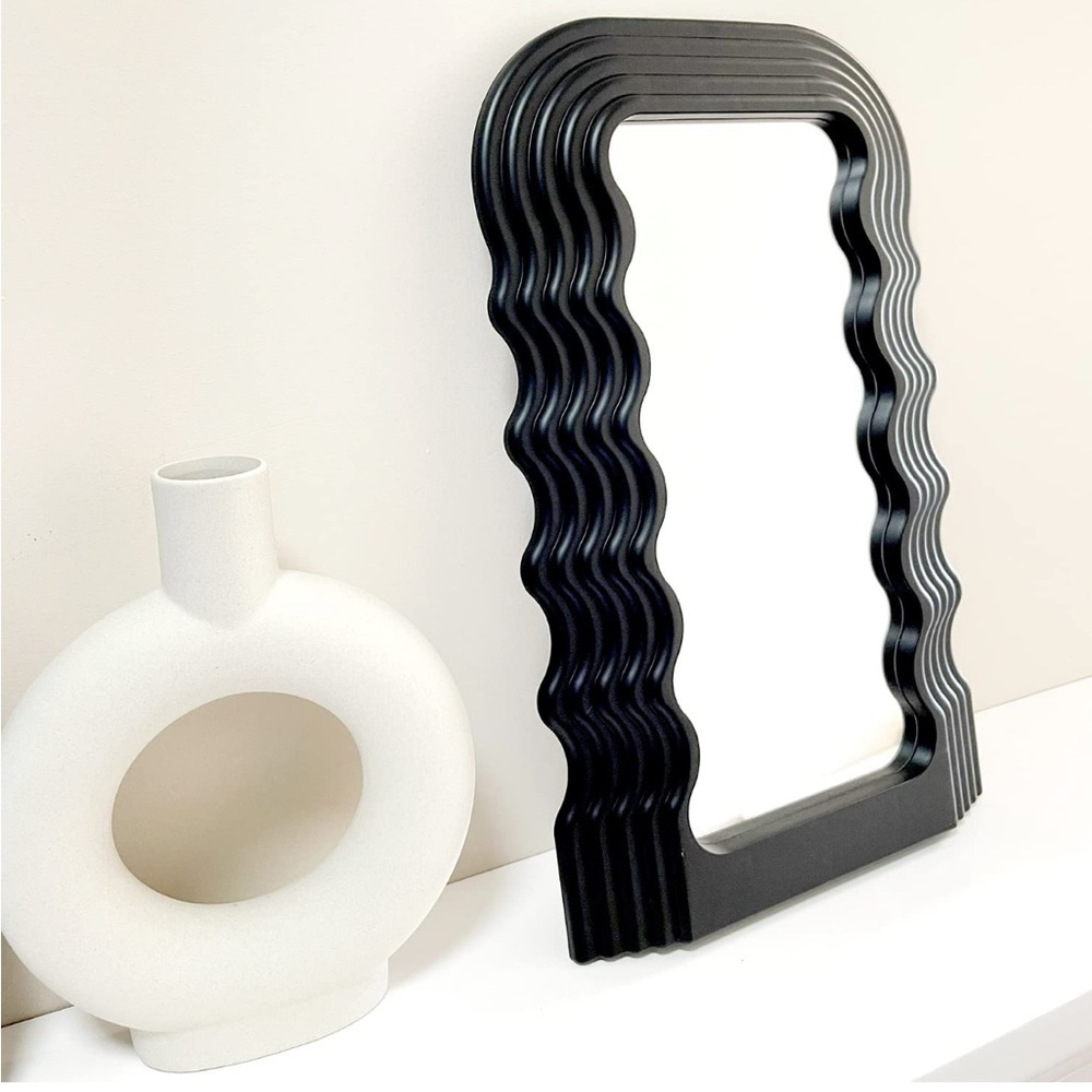 NIB Black Wavy Decorative Mirror
